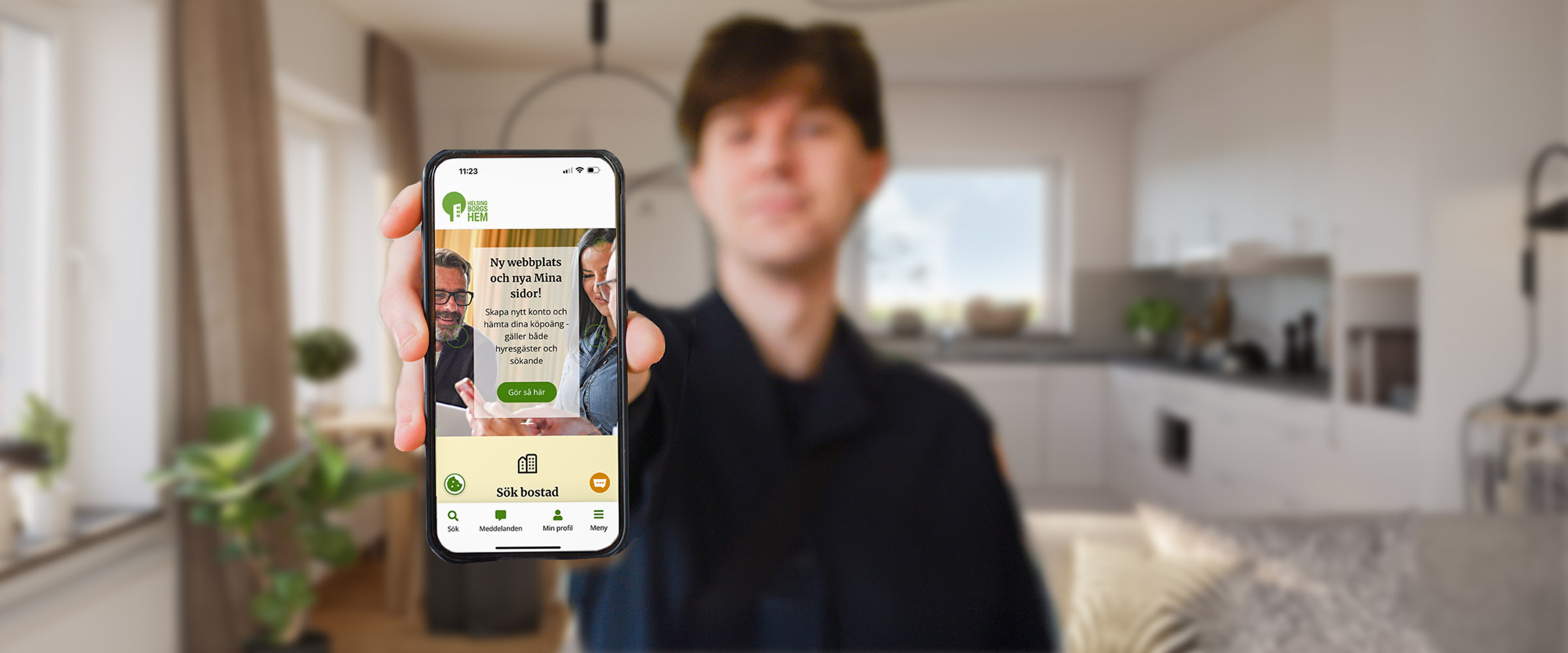 Person visar mobilappen